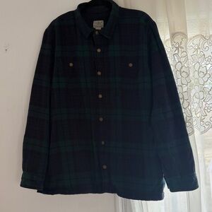 L.L. BEAN Men's Fleece-Lined Flannel Shirt, Snap Front, Slightly Fitted Size XL